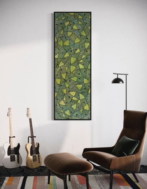 Green Gold Sardines | Framed Giclee Print on Canvas